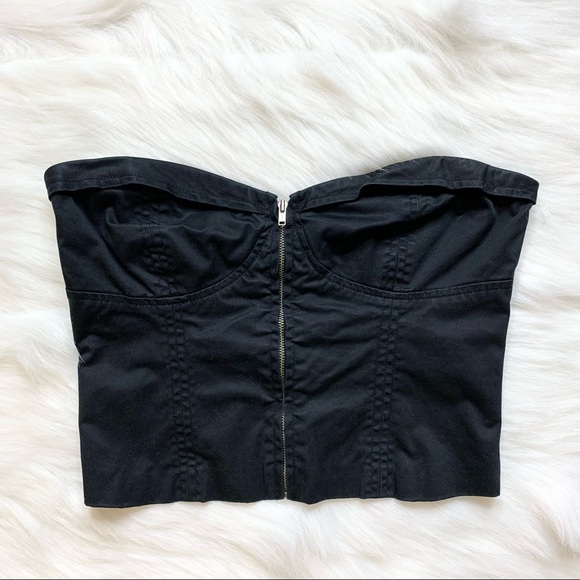 Aritzia Talula Y2K Bustier Zip Cropped Strapless Corset Top Black Size 4 - Picture 2 of 8